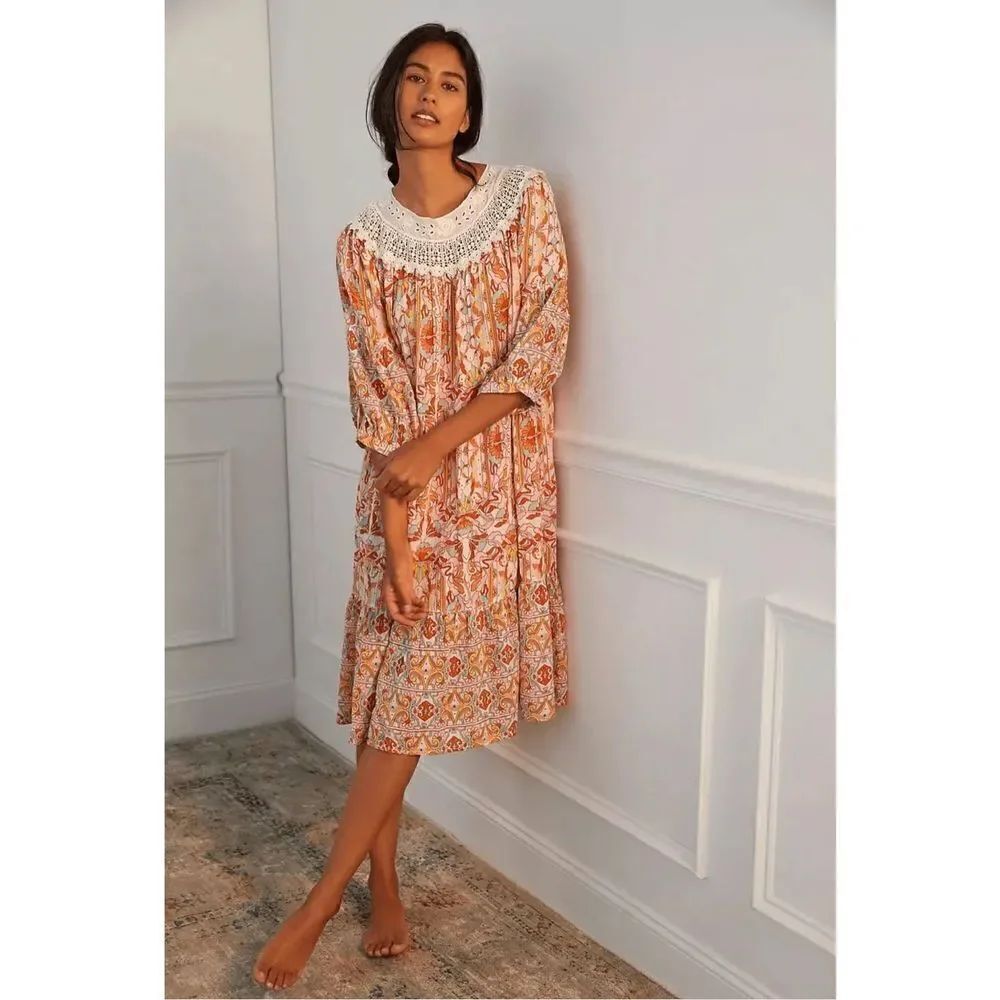Anthropologie - Florence floral lace lounge dress size XSmall